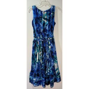 Luxe Carmen Marco Valvo fully lined blue teal sleeveless dress size 10 #40-1023